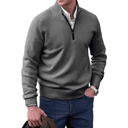 Ethan - Luksuriøs pullover med halv lynlås til mænd