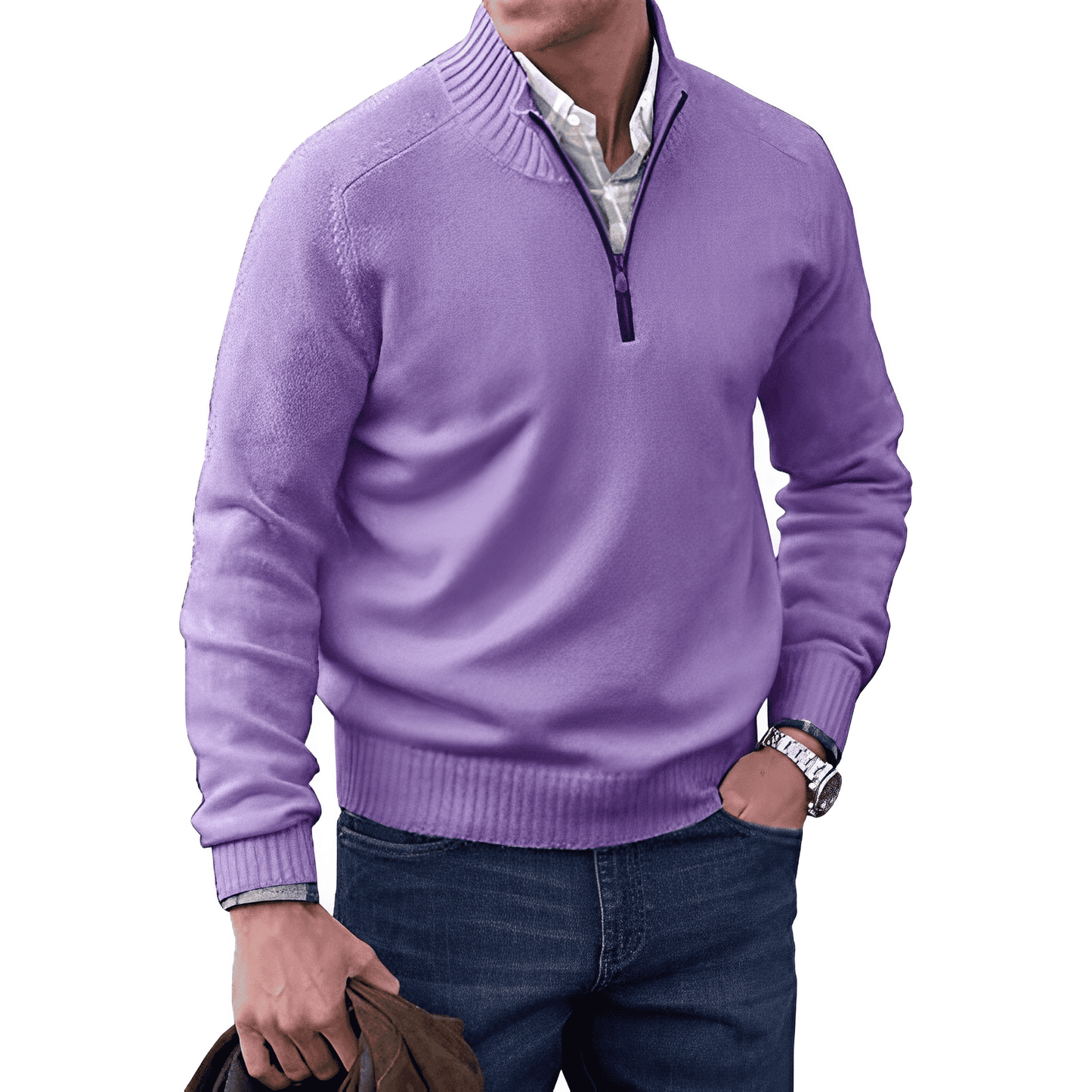 Ethan - Luksuriøs pullover med halv lynlås til mænd