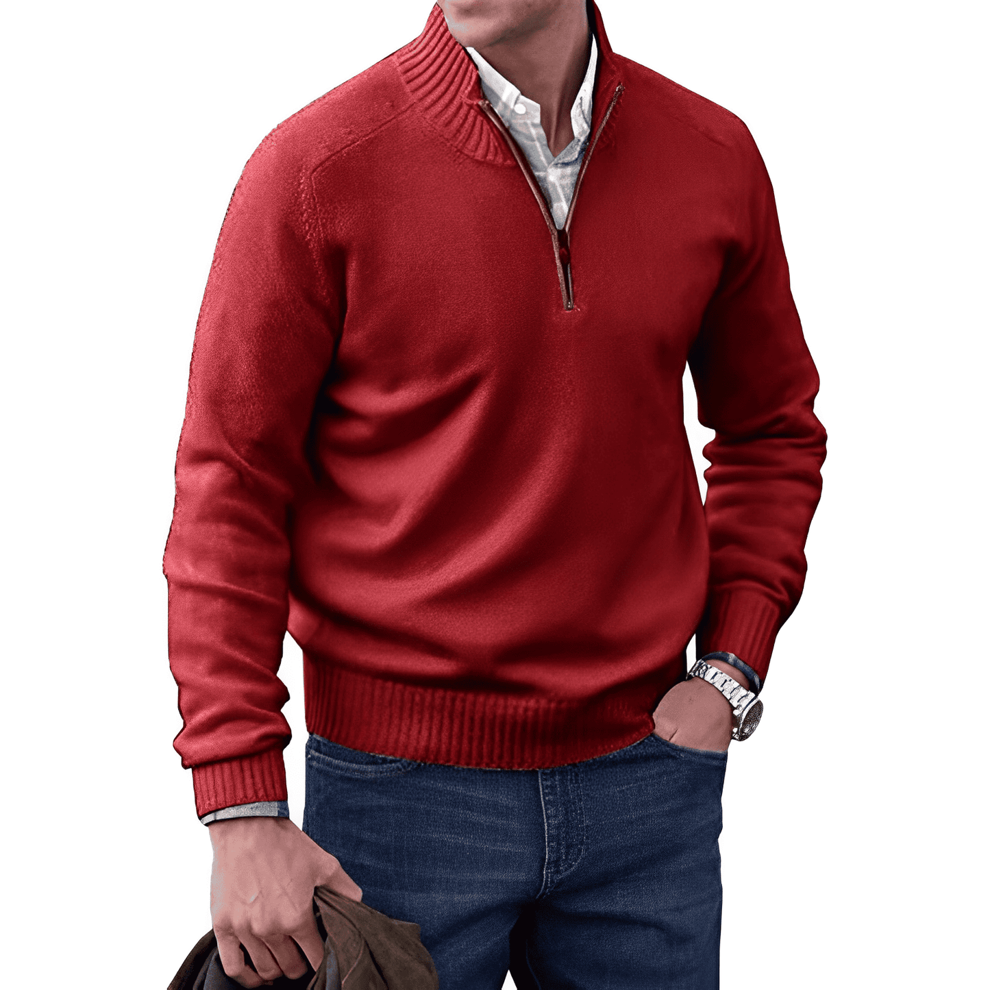 Ethan - Luksuriøs pullover med halv lynlås til mænd