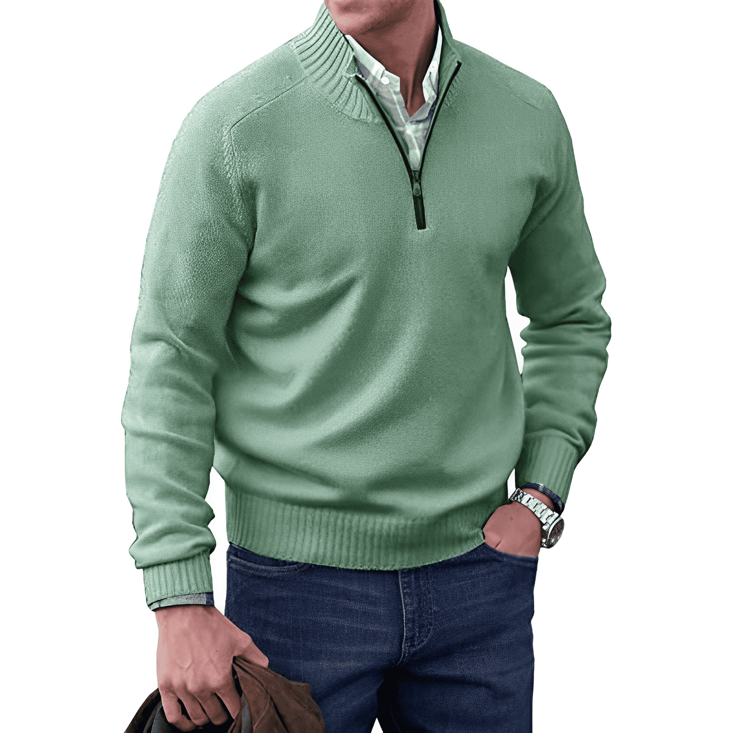 Ethan - Luksuriøs pullover med halv lynlås til mænd