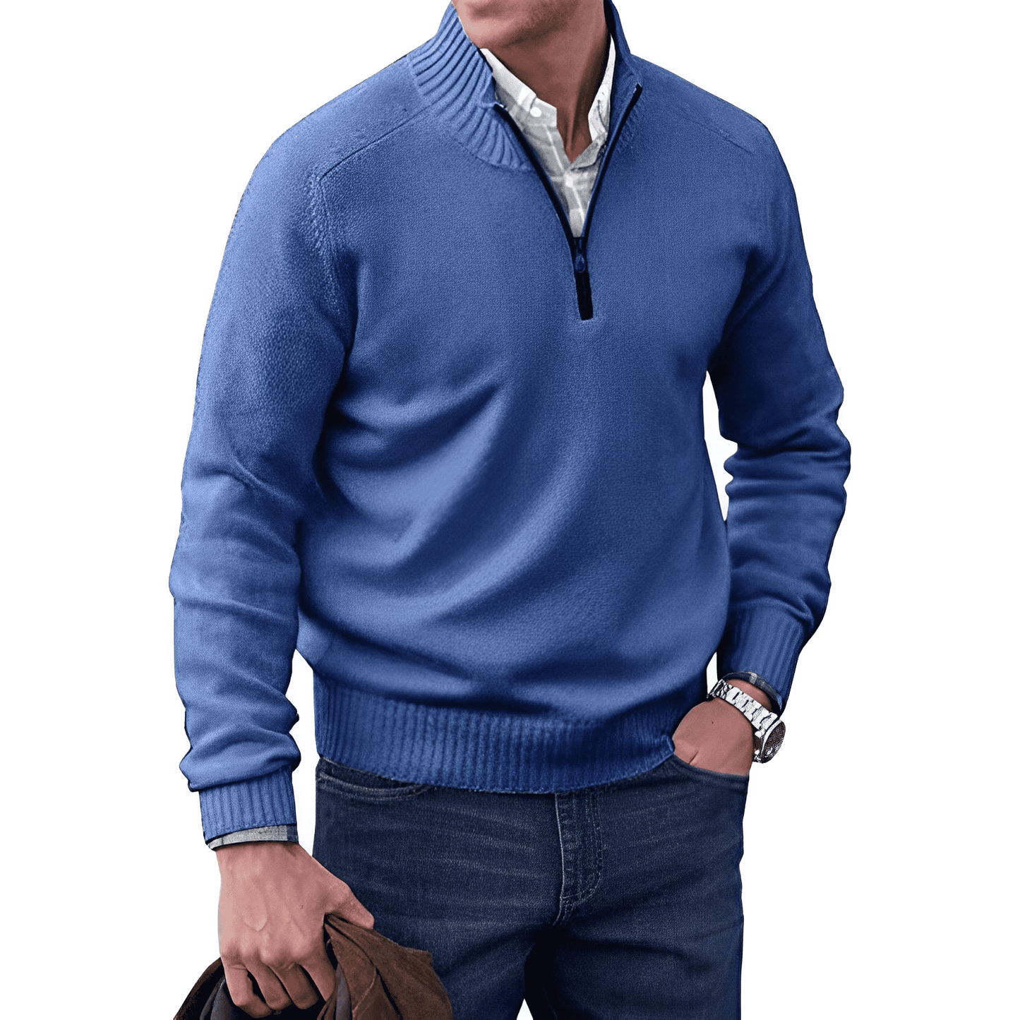 Ethan - Luksuriøs pullover med halv lynlås til mænd